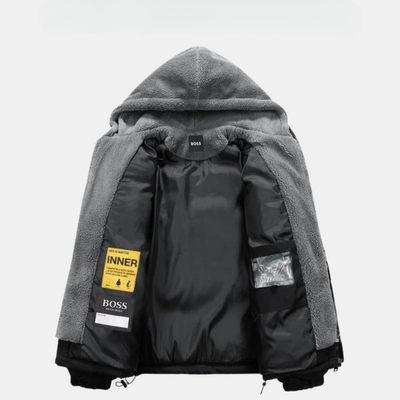 Vadderad vinterjacka med fleecehuva || REA